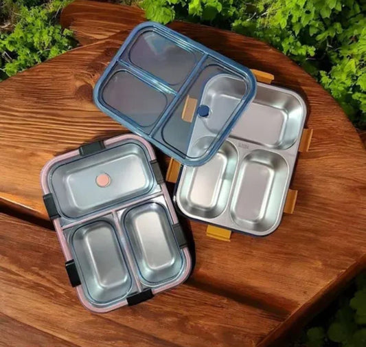 Premium Stainless Steel 3-Compartment Lunch Box